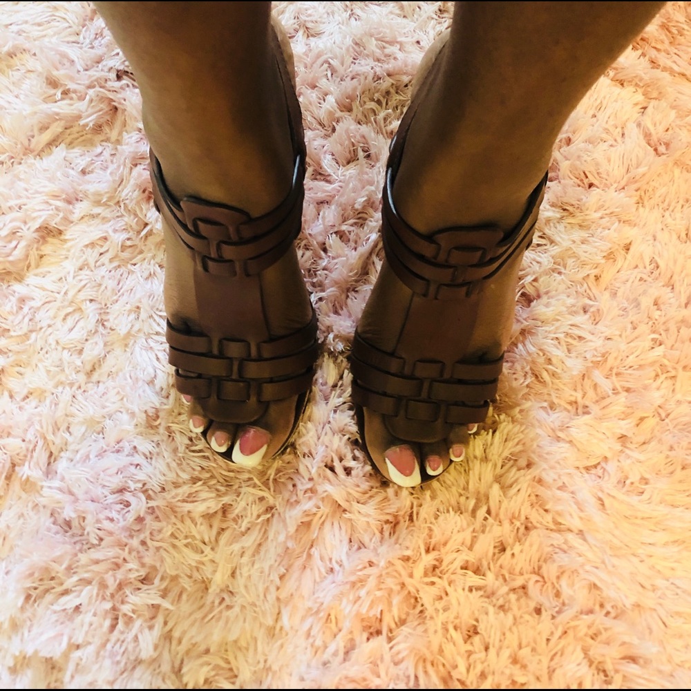 Tory Burch Brown Wedge Sandals